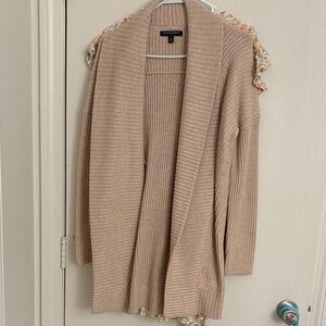Banana republic Tan Ribbed Open Front Cardigan